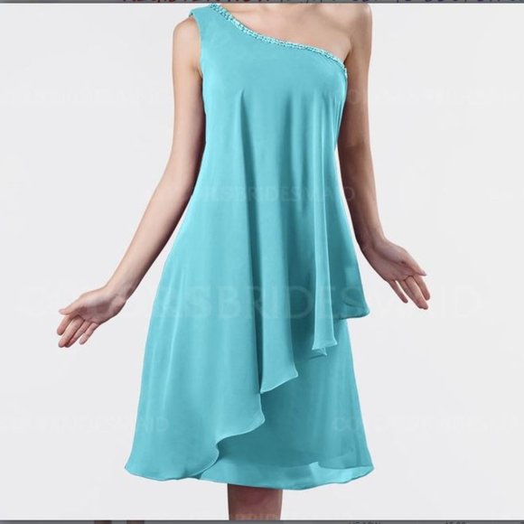 Mother-of-the-Bride Light Teal/Aqua/Turquoise/Robins Egg Colored Cocktail Dress - Picture 1 of 4